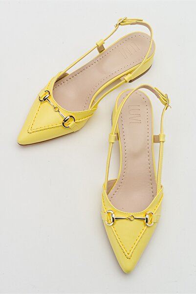 Luvi Žluté dámské sandály na podpatku Oliv