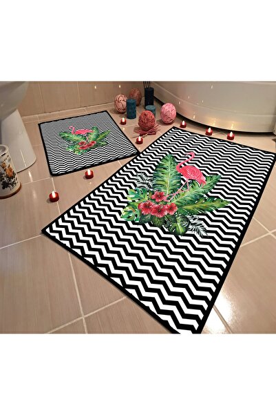 Modern home Dot Taban Banyo Paspası Ikili Takım Dijital Baskı Yıkanabilir Kay...