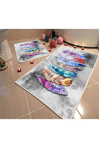 Modern home Dot Base Bath Mat Double Set Digital Printing Washable Non-Slip Base