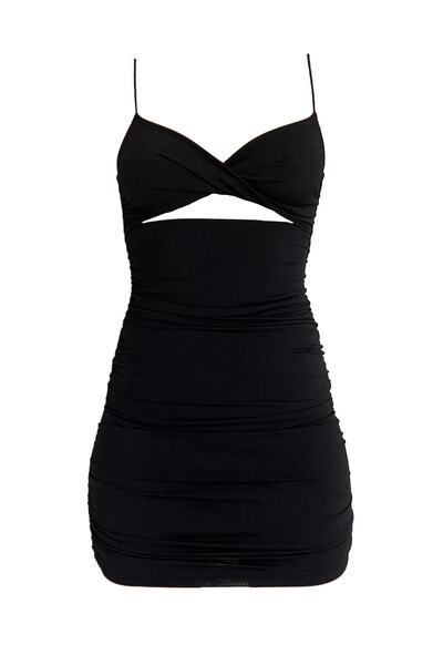 Beyond And More Siyah Drapeli Büzgülü Mini Abiye/gece Elbisesi