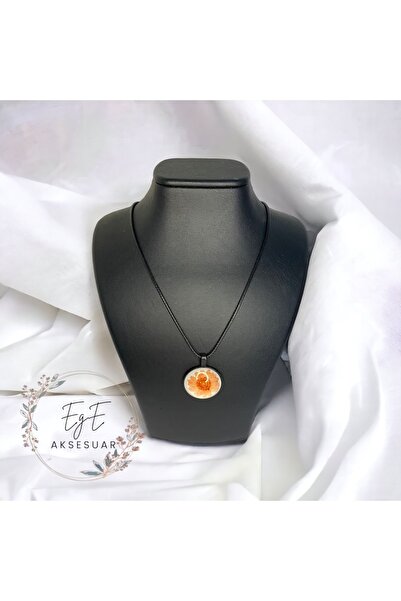 moonglare Light Orange Floral Epoxy Necklace