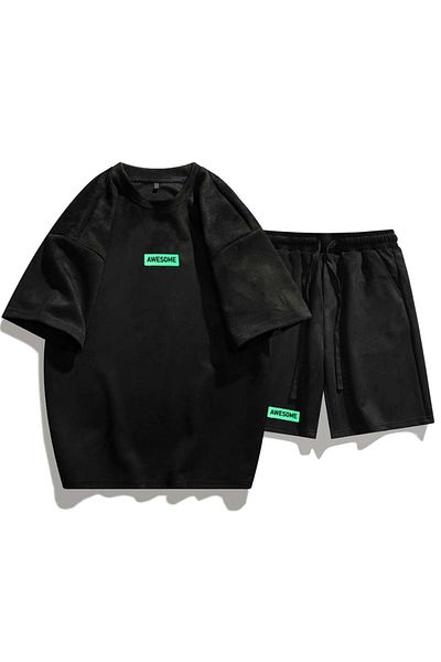 Black Sokak Blacksokak Men's Black Awesome Printed Shorts Set