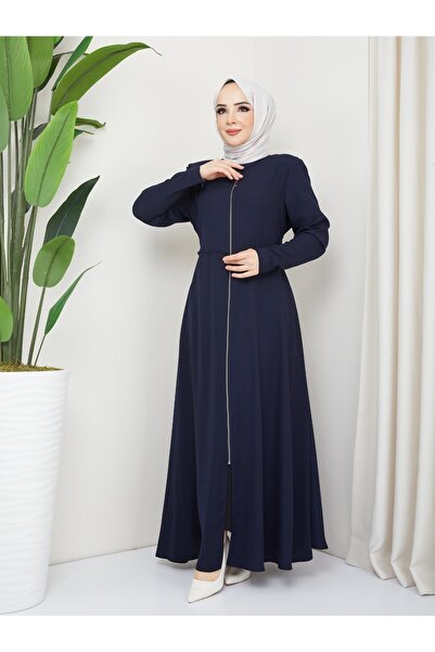 KMKkombin Kmk Combination Women's Summer Mevlana Model Waist Embroidered Flared Medina Silk Abaya/Topcoat