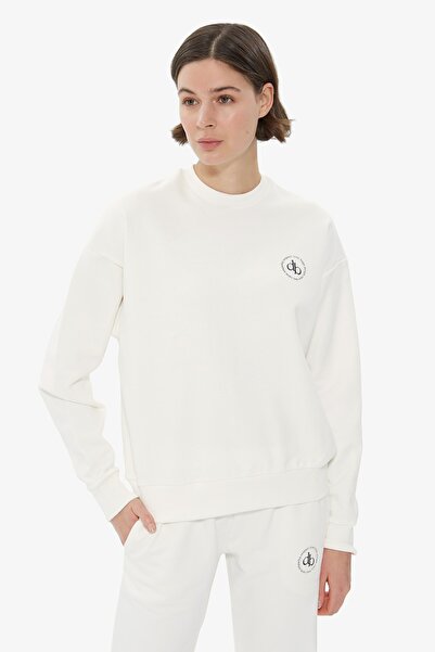 Dahlia Bianca Bisiklet Yaka Basic Sweatshirt
