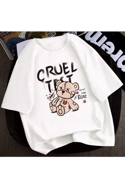 Keywest Kids White Cruel Štampano Oversize kroj Pamuk Pack Child T-shirt