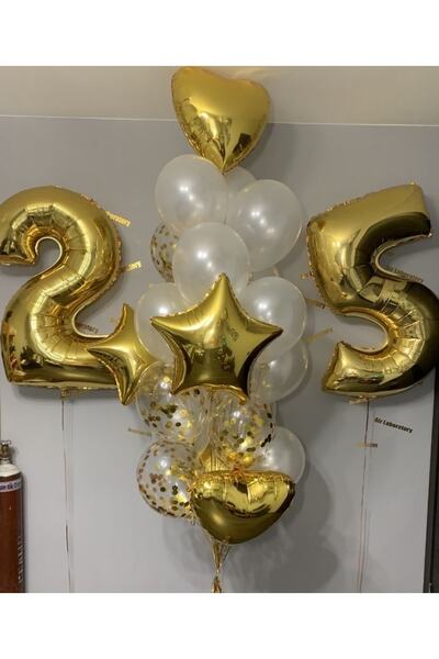 MFM Party 25 Year Old Number Gold Foil Balloon Set