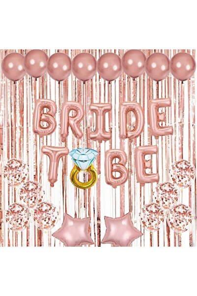 Mini Parti مجموعة بالونات Mini Party Store Bride To Be باللون الذهبي الوردي