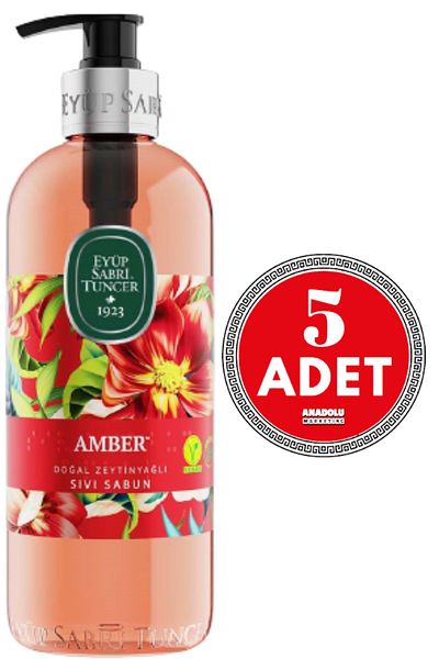 Eyüp Sabri Tuncer Amber Natural Olive Oil Liquid Soap 500 Ml 5 Pieces