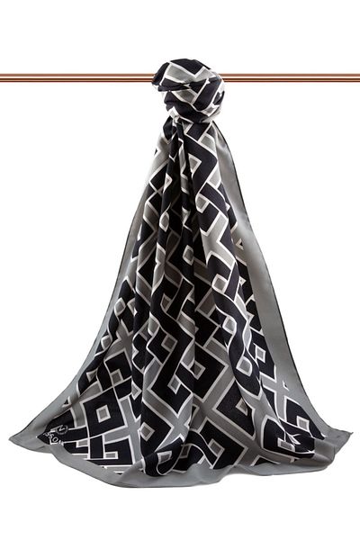 Vissona Γυναικείο σάλι πολυτελείας Medina Silk Grey-3