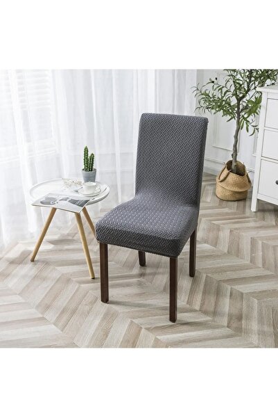 BASHTUGH TİCARET Kaliteli Hasır Desen Jakarlı Standart Sandalye Kılıfı Yıkanabilir Lıkralı Sandalye Örtüsü Tek Adet.