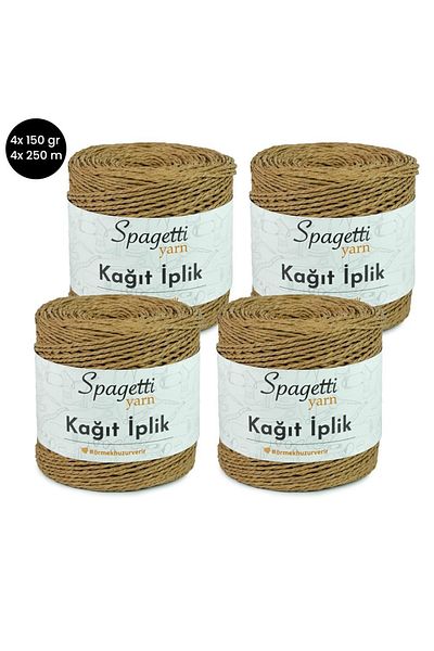 Spagettiyarn Καραμέλα Κομμένο Νήμα Πλεξίματος 4 τεμαχίων - Χάρτινο Σχοινί