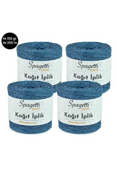 Spagettiyarn Χάρτινο σχοινί 4 τεμαχίων τζιν μπλε πλεκτό νήμα