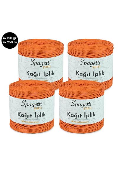 Spagettiyarn Χάρτινο σχοινί 4 τεμαχίων πορτοκαλί νήμα πλεξίματος χειρός