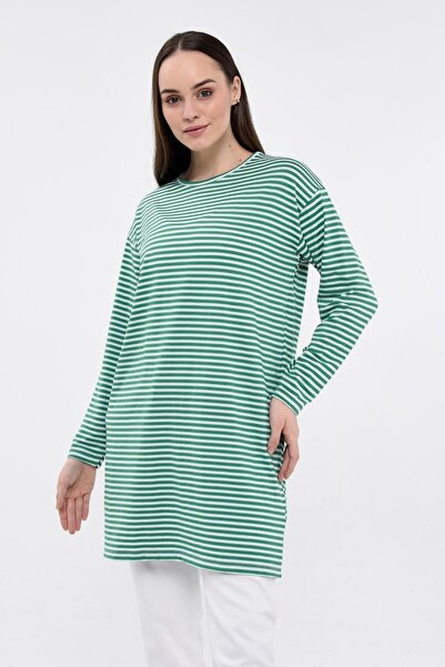 Pamuk Butik Ženska sportska tunika Prugasto okrugla kragna