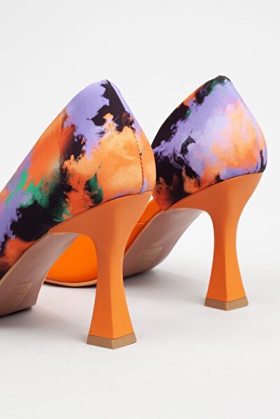 Adım Adım Жіночі помаранчеві атласні туфлі на квадратному каблуці