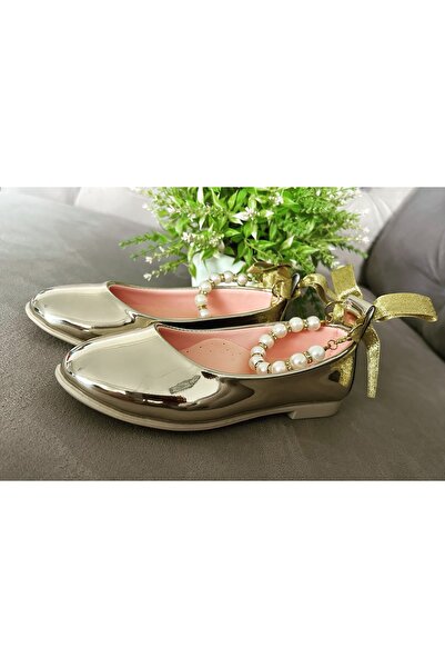 babelia Balerini cu margele de perle de culoare aurie