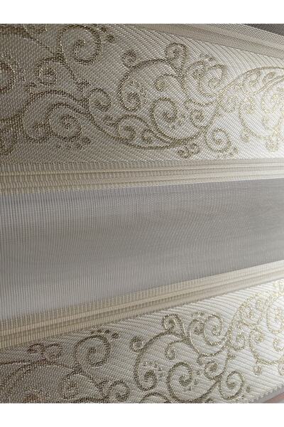 Storium Perde Krem Sedefli Jakarlı Zebra Perde