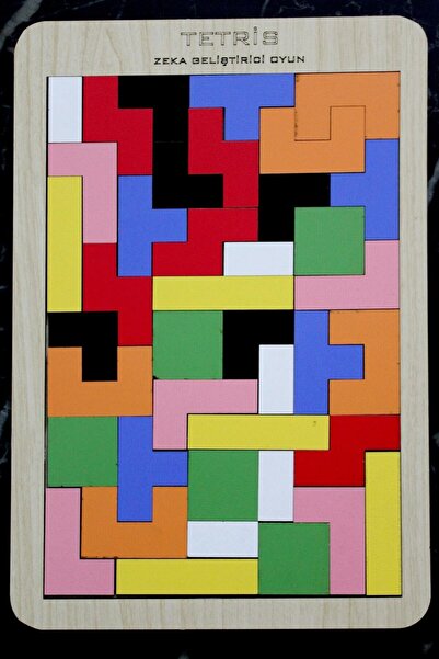 MartinaCole Eğitici Renkli Geliştirici Ahşap Bultak Tetris Ve Renkli Alfabe Seti 2'li Ürün