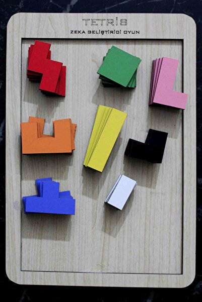 MartinaCole Eğitici Renkli Geliştirici Ahşap Bultak Tetris Ve Renkli Alfabe Seti 2'li Ürün