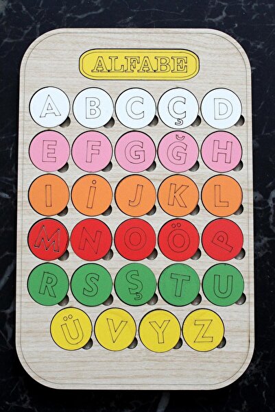 MartinaCole Eğitici Renkli Geliştirici Ahşap Bultak Tetris Ve Renkli Alfabe Seti 2'li Ürün