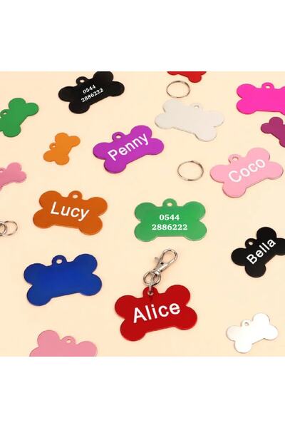 PATİMİO Isme Özel Çelik Kedi Köpek Isimlik Künyesi Mor Renk