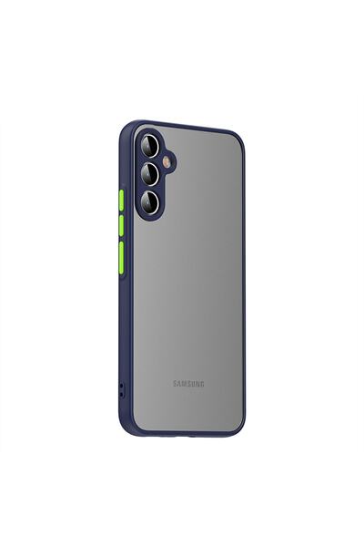 Nezih Case Samsung Galaxy A14 Uyumlu Renkli Kenarlı Mat Silikon Kılıf Lacivert