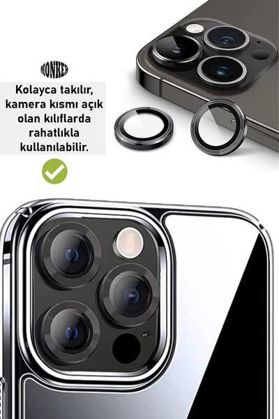 Jolita Iphone 14 Pro Max Uzay Siyahı Uyumlu Kamera Koruyucu Cam Siyah Lens Mercek Koruyucu