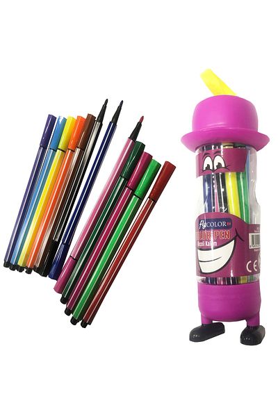 FLY COLOR 12 Color Washable Felted Pencil with Footed Figure Boxed
