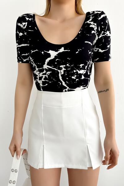 LACHT Γυναικεία μπλούζα με κοντό μανίκι με μαρμάρινο σχέδιο