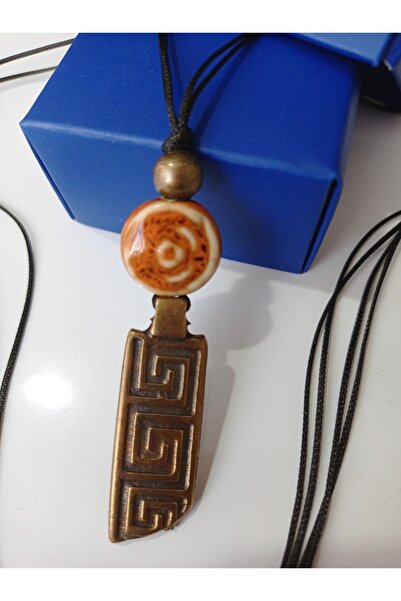 PİRAMİGO Erkek Etnik Yunan Anahtar Kolye Antik Bronz
