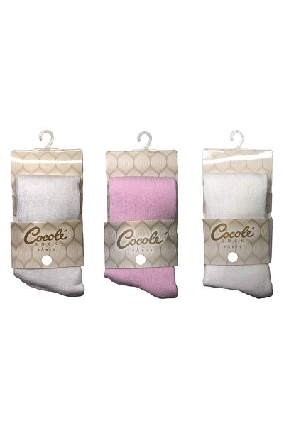 Cocole Plain Colored 3-Piece Baby Kids Pantyhose (High Cotton Content)