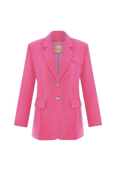 Whenever Company Rosa, übergroße, wattierte, innen gefütterte Premium-Jacke aus Crêpe mit zwei Knöpfen und Taschen