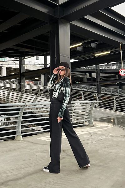 Trn JNS Coin Black Lycra pentru femei, cu talie super înaltă, pantaloni largi, blugi din denim