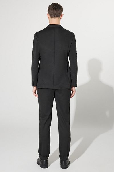 ALTINYILDIZ CLASSICS Men's Black Slim Fit Narrow Cut Mono Collar Knitted Suit