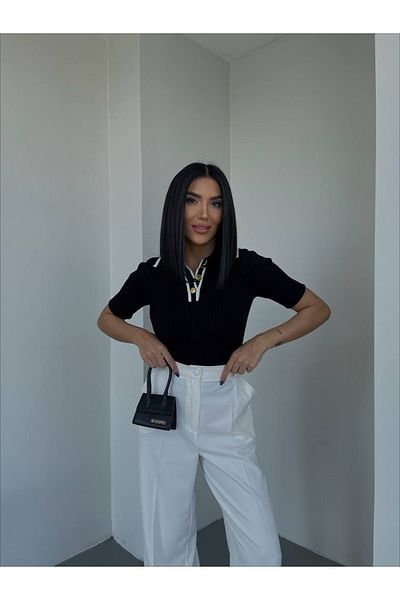 De Pose Tricou premium cu mânecă scurtă cu gât polo pentru femei