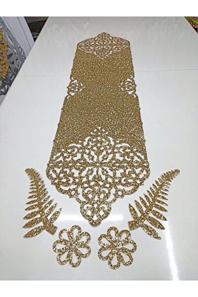 SEHARA Runner/masa Runner/120cmx30cm/Lux strălucitor/Auriu argintiu/4 bucăți ...