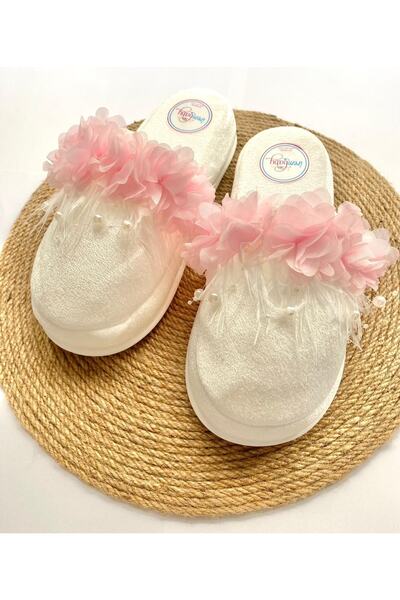 irembaby Anne Lohusa Pembe Çiçekli Incili Lohusa Terliği