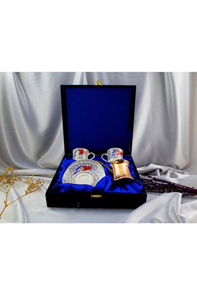 Kütahya Serigrafi 2li Altın Yaldızlı Cezveli Fincan Takımı