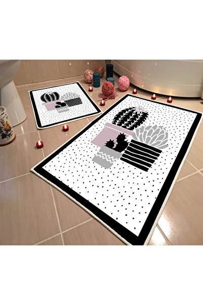 Modern home Dot Taban Banyo Paspası Ikili Takım Dijital Baskı Yıkanabilir Kay...