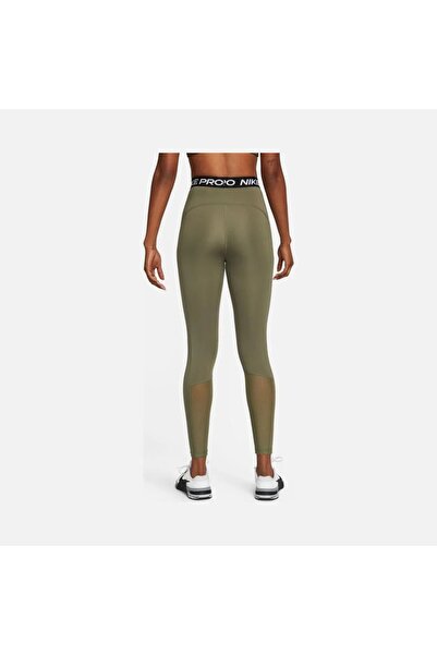 Nike Pro 365 Yüksek Belli 7/8 File Panelli Yeşil Kadın Tayt