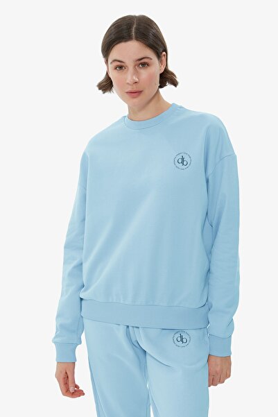 Dahlia Bianca Bisiklet Yaka Basic Sweatshirt
