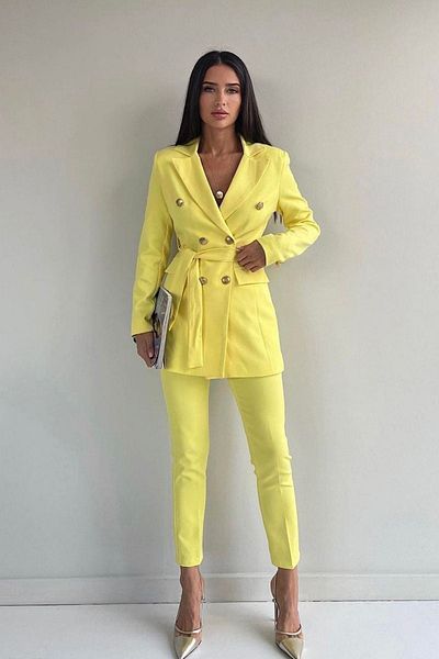 MYGİYİMİSTANBUL Button Detailed Tied Jacket Trousers Set