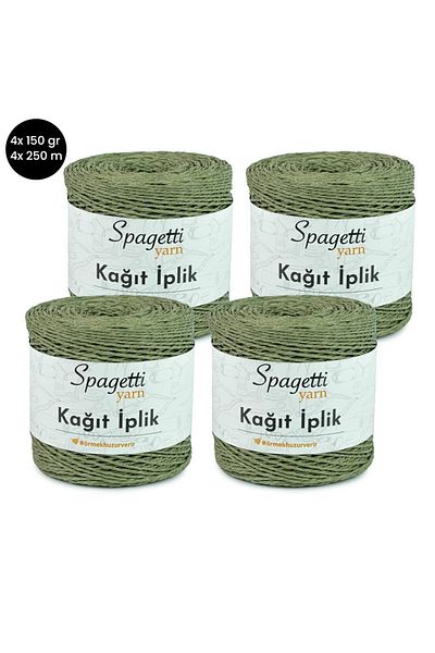 Spagettiyarn Χάρτινο σχοινί 4 τεμαχίων Χακί Πλεκτό Χέρι