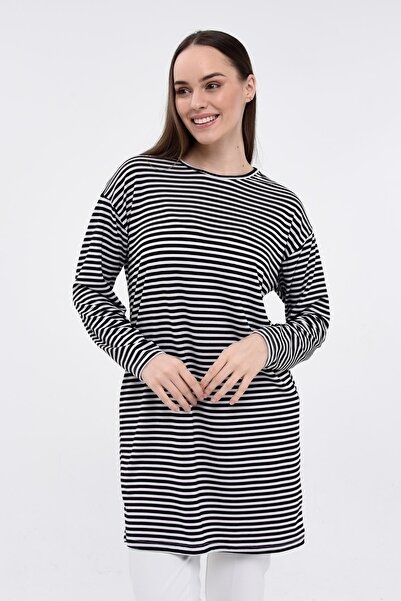 Pamuk Butik Tunica sport cu gât în ​​dungi pentru femei