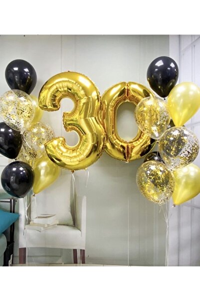 MFM مجموعة بالونات من رقائق الذهب بأرقام 30 عامًا للحفلات