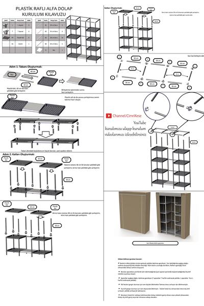 CimriKese Plastik Raflı Portatif Bez Dolap Hızlı Ve Kolay Kurulumlu Bez Gardrop