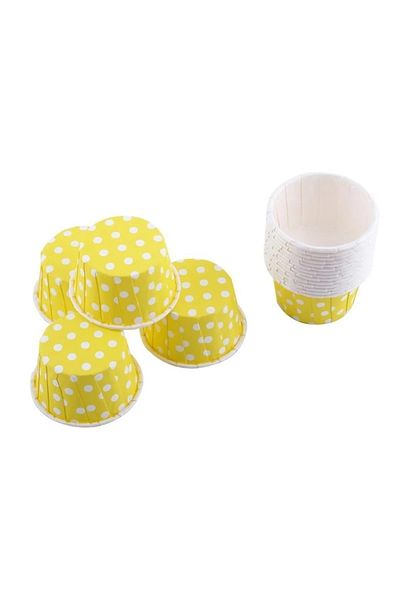 Mini Parti Mini Party Store 50 Pack Yellow Colored Polka Dot Paper Muffin Cake Capsules