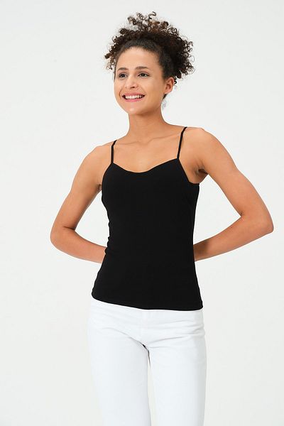 efstyle Basic Tank Top with Straps - Chest Covered (With Pad)