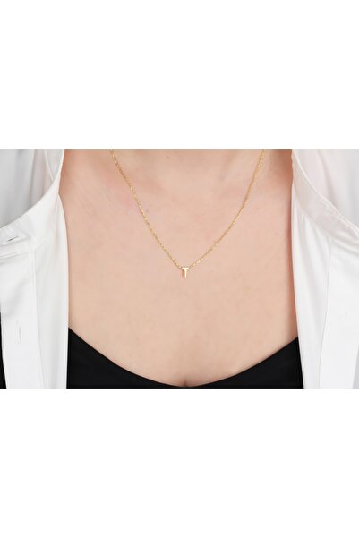 Glorria Gümüş 3 Boyutlu Minimalist T Harfi Kolye