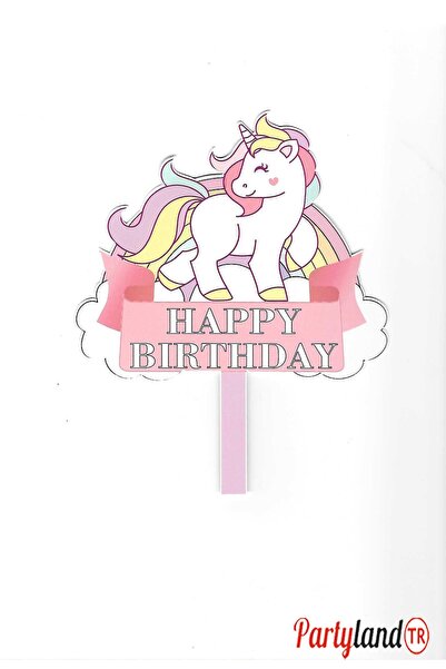 PartylandTR Unicorn Temalı Karton Pasta Süsü